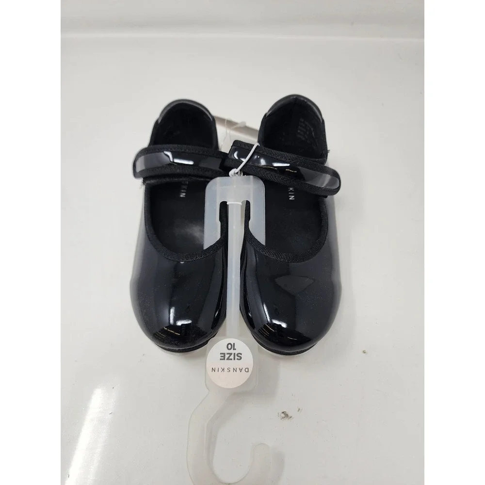 Danskin Girls Mary Jane Tap Shoes Black Faux Leather Dance Athletic Size 10